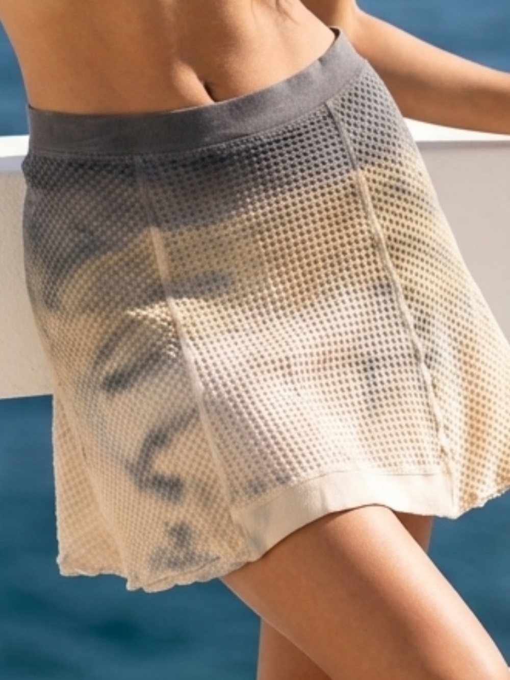 Hard Tail Grey to Beige Knit Skater Skirt | Mini Skirt | Swimsuit Cover NWOT